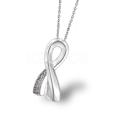 Crystal Rhinestone Awareness Ribbon Pendant Necklace GH2059-1-1