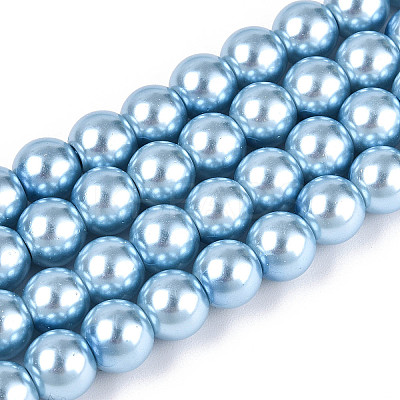 Baking Paint Pearlized Glass Pearl Round Bead Strands X-HY-Q330-8mm-24-1