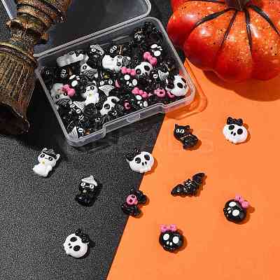 42Pcs 7 Styles Halloween Opaque Resin Cabochons CRES-FS0001-31-1