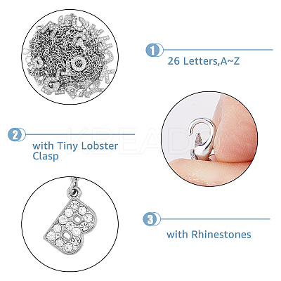 Letter A~Z Alloy Micro Pave Cubic Zirconia Cup Handle Pendant Decorations HJEW-AB00409-1