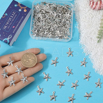 150PCS Tibetan Style Alloy Starfish/Sea Stars Charms TIBEP-SC0002-85-1