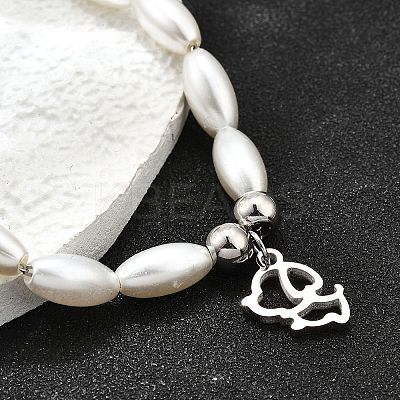304 Stainless Steel Dog Charm Bracelets for Women BJEW-C098-10P-1