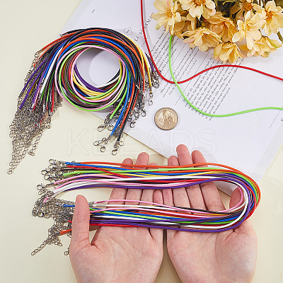 50Pcs 10 Colors Waxed Imitation Leather Cord Necklace Makings AJEW-SP0001-03-1