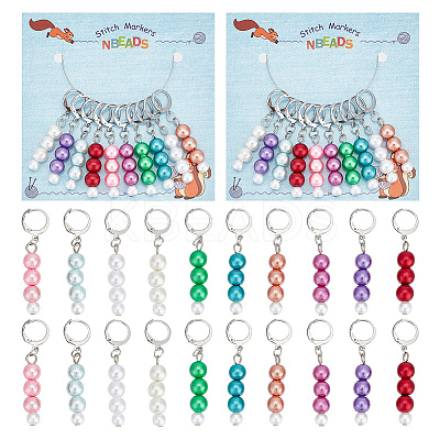 ABS Plastic Imitation Pearl Bead Stitch Markers HJEW-AB00188-1