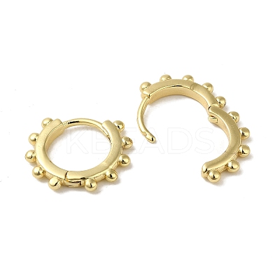 Granulated Ring Brass Huggie Hoop Earrings for Women EJEW-C097-06A-G-1