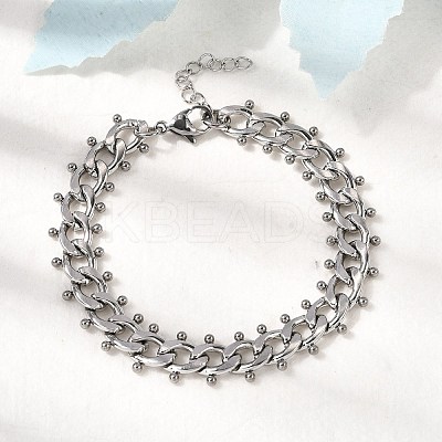 Punk Style 304 Stainless Steel Curn Chain Bracelets for Women BJEW-A044-01P-1