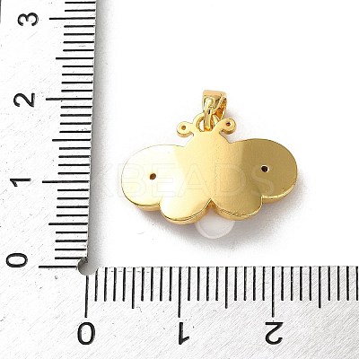Brass Pave Blue Cubic Zirconia Pearl Pink Butterfly Pendants KK-P320-11A-G-1