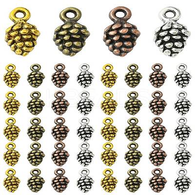 48Pcs 4 Colors Tibetan Style Alloy Pendants TIBEP-YW0001-80-1