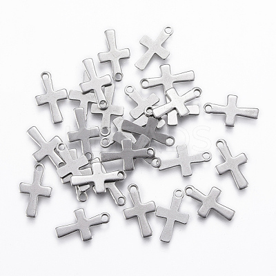 Tarnish Resistant 201 Stainless Steel Tiny Cross Charms STAS-L197-32P-1