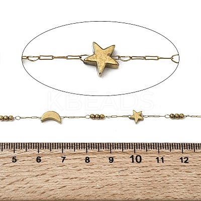 Handmade 304 Stainless Steel Non-magnetic Hematite Beaded Star with MoonLink Chains CHS-L032-17G-03-1