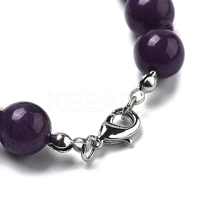 10mm Round Natural Dyed White Jade Beaded Necklaces NJEW-F327-02B-03-1