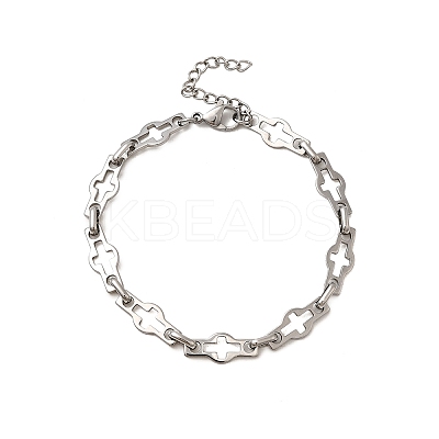 304 Stainless Steel Hollow Cross-Linked Chain Bracelets for Women BJEW-JB12293-01-1