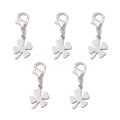 5Pcs Clover 201 Stainless Steel Pendant Decorations SA-CJ81B3-1