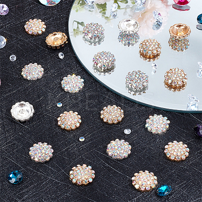 20Pcs 2 Colors Zinc Alloy Rhinestone Jewelry Snap Buttons FIND-WR0010-40-1