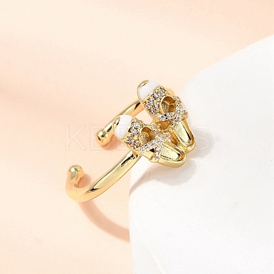Brass Micro Pave Cubic Zirconia Cuff Open Rings for Women RJEW-B160-08G-02-1