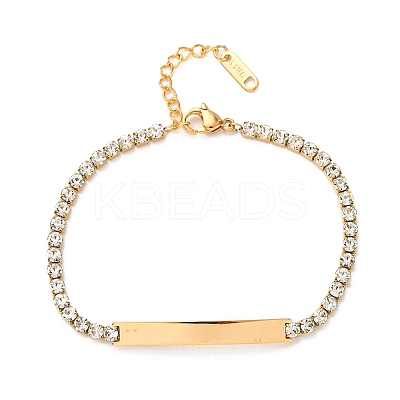 304 Stainless Steel Rhinestone Cup Chain Bracelets BJEW-G753-02G-03-1