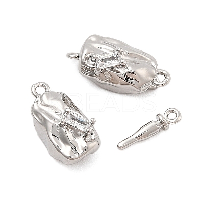 Brass Micro Pave Clear Cubic Zirconia Box Clasps KK-C075-15P-1