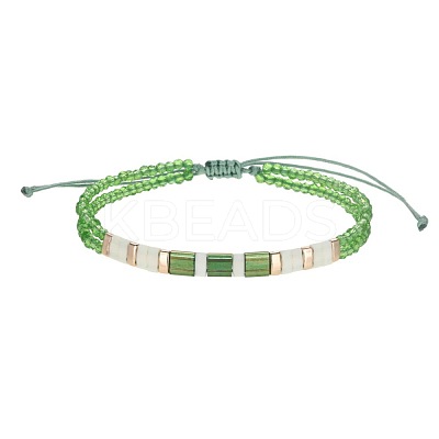 Bohemian Style Glass Seed Bead & Plastic Braided Bead Bracelets QF8968-9-1