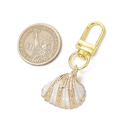 5Pcs Electroplate Shell Pendant Decorations HJEW-JM03084-1