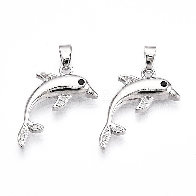 Brass Micro Pave Cubic Zirconia Pendants KK-N257-10P-1