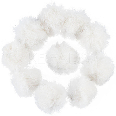12Pcs Handmade Faux Rabbit Fur Pom Pom Ball Covered Pendants WOVE-GF0001-02A-1