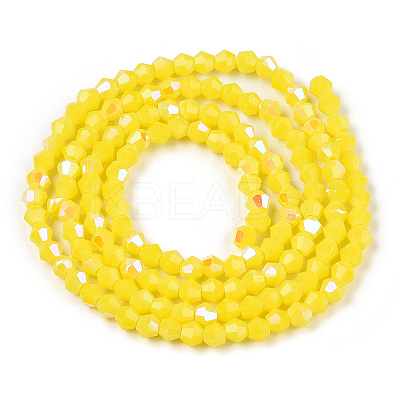 Opaque Solid Color Electroplate Glass Beads Strands EGLA-A039-P2mm-L05-1