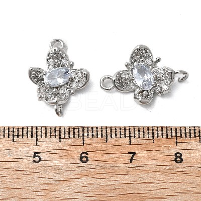 Brass Micro Pave Cubic Zirconia Connector Charms KK-Z103-10P-01-1