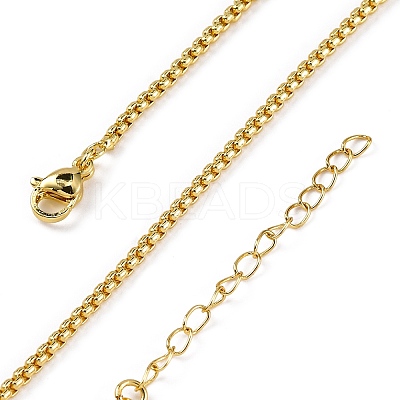 Rack Plating Brass Box Chain Necklaces for Women NJEW-A035-05G-01-1