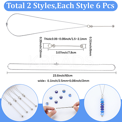 6Pcs 304 Stainless Steel Cable Chain Necklaces MAK-SC0001-46-1
