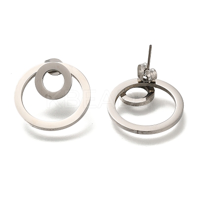 304 Stainless Steel Stud Ring Stud Earrings EJEW-C118-02C-1