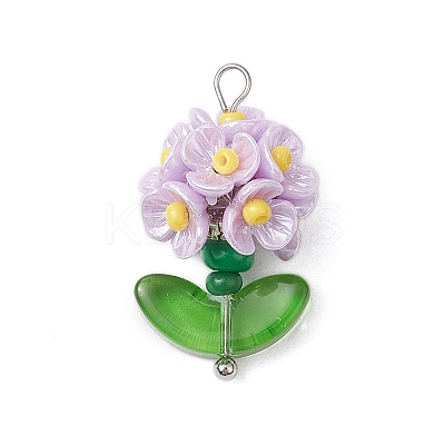 Glass Seed Beaded Flower Pendants X1-PALLOY-MZ00521-04-1