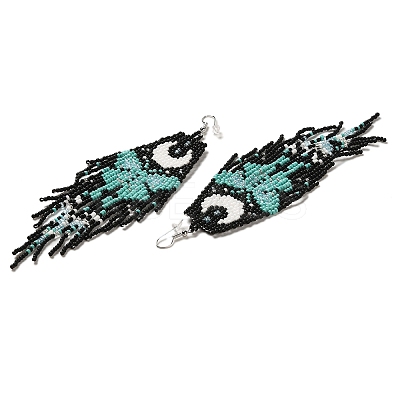 Bohemia Woven Glass Seed Bead Dangle Earrings EJEW-A046-02C-1