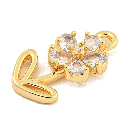 Brass Micro Pave Clear Cubic Zirconia Pendants KK-U015-09G-1