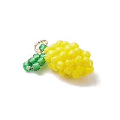 Glass Seed Beaded Lemon Pendants PALLOY-MZ00853-01-1