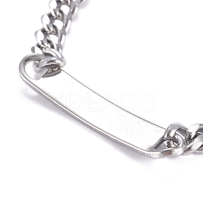 Tarnish Resistant 304 Stainless Steel Curb Chain ID Bracelets LS-BJEW-G631-04P-1