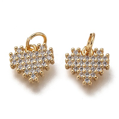 Brass Micro Pave Clear Cubic Zirconia Charms ZIRC-B002-61G-1
