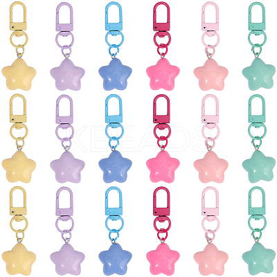 18Pcs 6 Colors Resin Star Pendant Decoraitons FIND-BBC0004-92-1