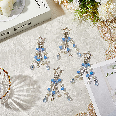 4Pcs Acrylic & ABS Plastic Pearl Jellyfish Pendant Decorations KEYC-SP0001-32B-1