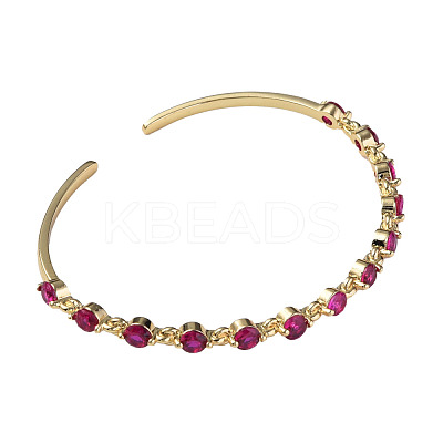 Cubic Zirconia Flat Round Open Cuff Bangle BJEW-N012-032A-1