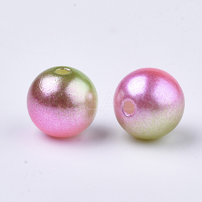 Rainbow ABS Plastic Imitation Pearl Beads OACR-Q174-12mm-08-1