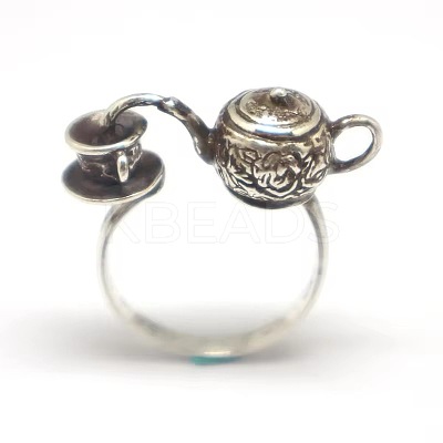 Teapot & Teacup Alloy Finger Rings for Unisex FS-WG8E880-01-1