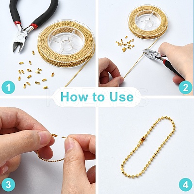 1 Roll Iron Ball Bead Chains CH-YW0002-04G-1