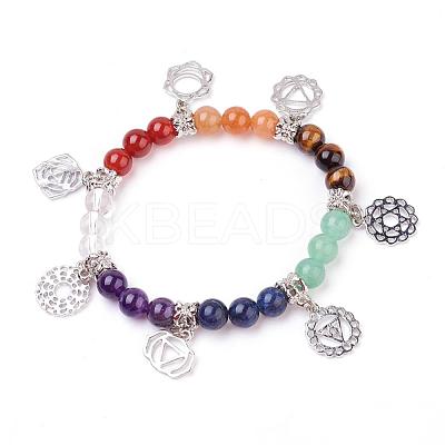 Natural Gemstone Charm Bracelets BJEW-P179-06-1