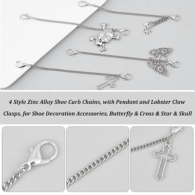 4Pcs 4 Style Zinc Alloy Shoe Curb Chains FIND-PH0007-37-1