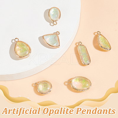 14Pcs 7 Styles Resin Imitation Opal Pendants FIND-GA0004-50-1