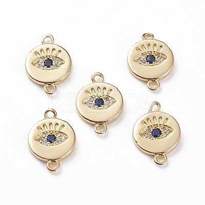 Brass Micro Pave Clear & Royal Blue Cubic Zirconia Links Connectors LS-KK-C100-40G-1