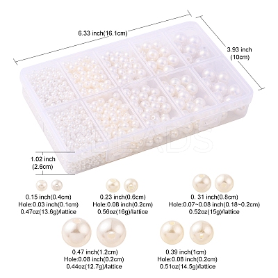 5 Sizes Imitated Pearl Acrylic Beads OACR-YW0001-28-1
