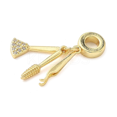 Brass Micro Pave Clear Cubic Zirconia Dentist European Dangle Charms KK-Z120-55G-01-1