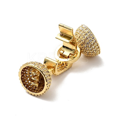 Brass Micro Pave Clear Cubic Zirconia Fold Over Clasps KK-G414-09G-1