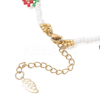 Floral Glass Seed Bead Charm Bracelets for Women BJEW-MZ00306-1
